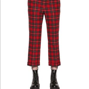 Red plaid wool trousers